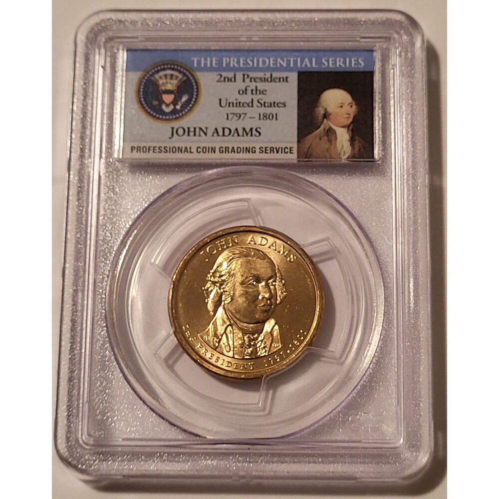 2007 P John Adams Presidential Dollar Error Doubled Edge Lettering Inv MS64 PCGS